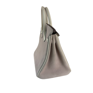 Hermès Grey and Cream Two-Tone Suede Birkin 25 Bag