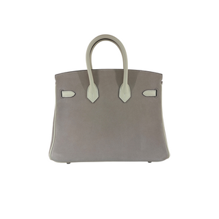 Hermès Grey and Cream Two-Tone Suede Birkin 25 Bag