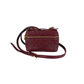 Loro Piana Burgundy Ostrich Leather Mini Crossbody Bag