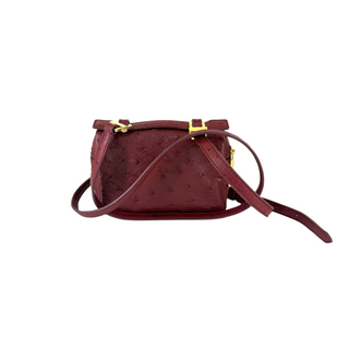 Loro Piana Burgundy Ostrich Leather Mini Crossbody Bag