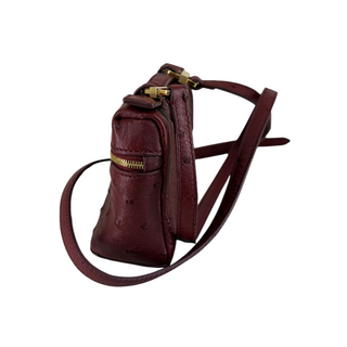 Loro Piana Burgundy Ostrich Leather Mini Crossbody Bag