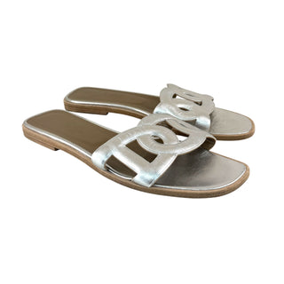 Hermès Silver Aloha Chaine d'Ancre Leather Mules Metallic