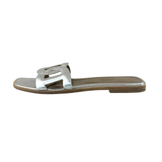 Hermès Silver Aloha Chaine d'Ancre Leather Mules Metallic