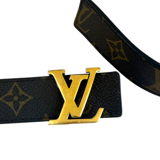 Louis Vuitton LV Initiales Monogram Canvas Belt Gold Buckle