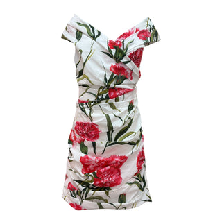 Dolce & Gabbana Floral Off-Shoulder Ruched Dress