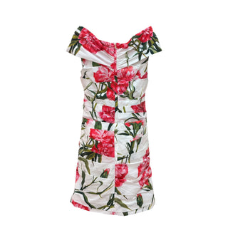 Dolce & Gabbana Floral Off-Shoulder Ruched Dress