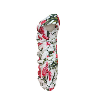Dolce & Gabbana Floral Off-Shoulder Ruched Dress