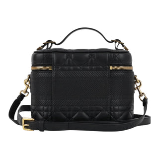 Christian Dior Black Lambskin Small Embroidered Travel Vanity Case with Strap