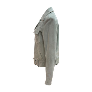 Chloé Shady Green Suede Zip-Front Jacket