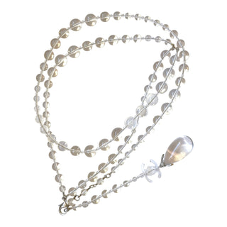 Chanel 18S Transparent Crystal Bead CC Logo Teardrop Necklace / Belt
