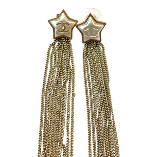 Chanel Shooting Star CC Tassel Earrings Gold