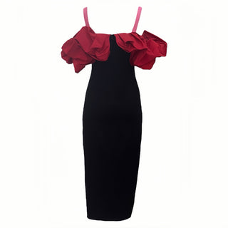 Alexander McQueen Black Draped Ruffled Maxi Dress