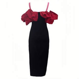 Alexander McQueen Black Draped Ruffled Maxi Dress