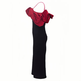 Alexander McQueen Black Draped Ruffled Maxi Dress