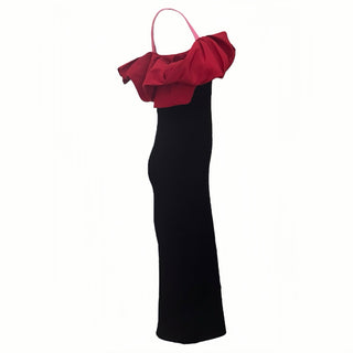 Alexander McQueen Black Draped Ruffled Maxi Dress