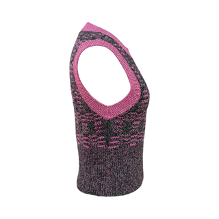Chanel Pink & Charcoal Grey Sleeveless CC Knit Top