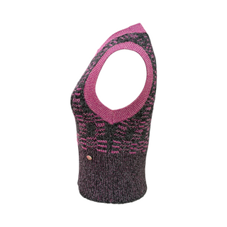 Chanel Pink & Charcoal Grey Sleeveless CC Knit Top
