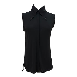 Chanel Black Sleeveless  Button-Detail Blouse
