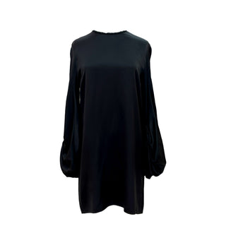 Alexander McQueen Black  Blend Balloon Silk  Sleeve Dress