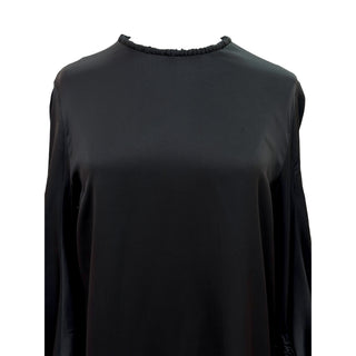 Alexander McQueen Black  Blend Balloon Silk  Sleeve Dress