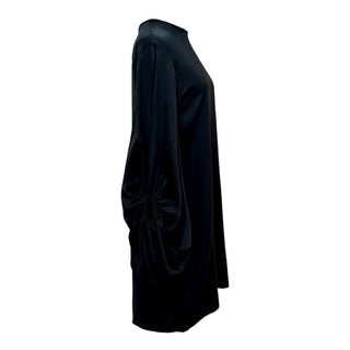 Alexander McQueen Black  Blend Balloon Silk  Sleeve Dress