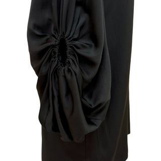 Alexander McQueen Black  Blend Balloon Silk  Sleeve Dress