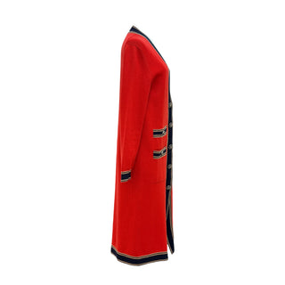 Chanel Resort 2020 Red Knit Longline Gilet with Contrast Trim