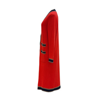 Chanel Resort 2020 Red Knit Longline Gilet with Contrast Trim