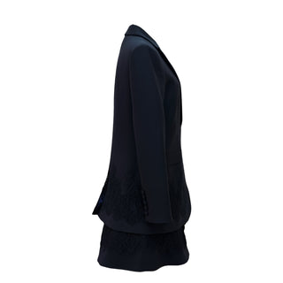 Valentino Black Virgin Wool & Silk Lace-Trimmed Blazer and Skirt Suit Set