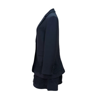 Valentino Black Virgin Wool & Silk Lace-Trimmed Blazer and Skirt Suit Set