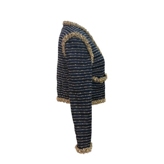Chanel Navy & Gold Cropped Tweed Jacket