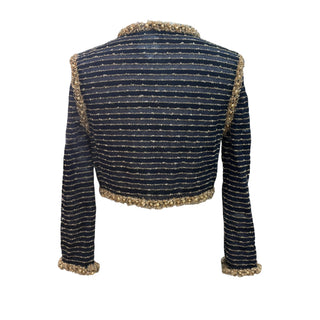 Chanel Navy & Gold Cropped Tweed Jacket