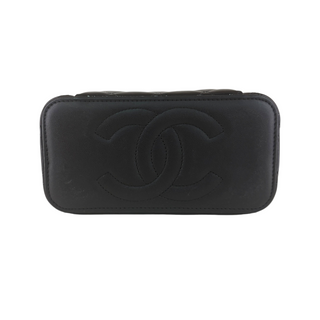Chanel Black Quilted Patent Leather Small Vanity Case Bag with Gold Hardware