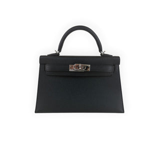 Hermès Black Epsom Leather Mini Kelly II 20 Bag with Palladium Hardware