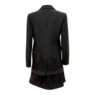 Valentino Black Virgin Wool & Silk Lace-Trimmed Blazer and Skirt Suit Set