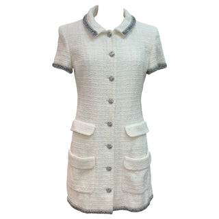 Chanel Ivory Tweed Button-Front Mini Dress Bella Ling Chanel Ivory Tweed Button-Front Mini Dress Bella Ling