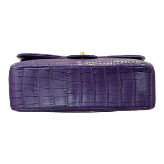 Chanel Jumbo Classic Double Flap Alligator Leather Bag in Purple with Gold Hardware