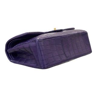Chanel Jumbo Classic Double Flap Alligator Leather Bag in Purple with Gold Hardware
