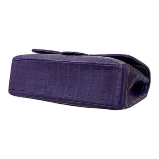 Chanel Jumbo Classic Double Flap Alligator Leather Bag in Purple with Gold Hardware