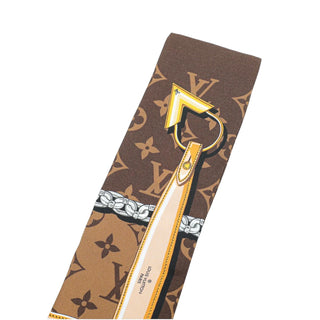 Louis Vuitton Monogram Lock & Key Silk Bandeau Scarf Brown