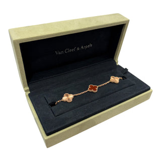 Van Cleef & Arpels Alhambra Carnelian & Guilloché Gold Bracelet