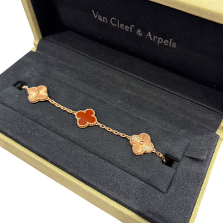 Van Cleef & Arpels Alhambra Carnelian & Guilloché Gold Bracelet