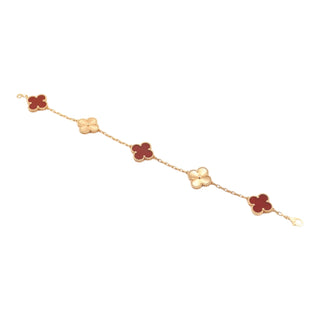 Van Cleef & Arpels Alhambra Carnelian & Guilloché Gold Bracelet