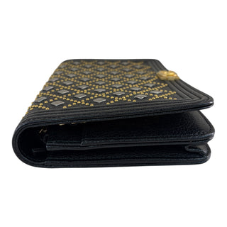 Chanel Studded Boy Wallet on Chain in Black Grained Calfskin