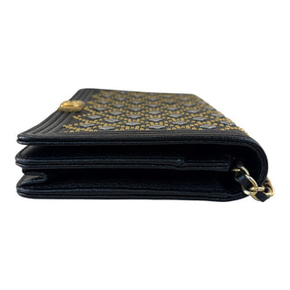 Chanel Studded Boy Wallet on Chain in Black Grained Calfskin