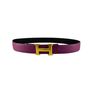 Hermès Raspberry Purple Reversible Leather H Buckle Belt 85