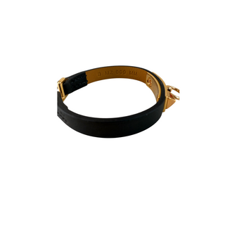Hermès Black Swift Leather Micro Rivale Bracelet Gold Hardware