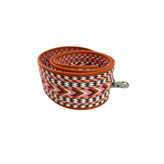 Hermès Orange Pink and Brown Geometric Woven Canvas Shoulder Strap
