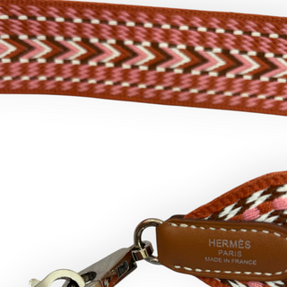 Hermès Orange Pink and Brown Geometric Woven Canvas Shoulder Strap