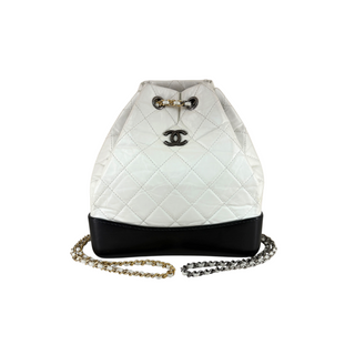 Chanel White Quilted Calfskin Gabrielle-Style Small Backpack Mixed Metal Hardware